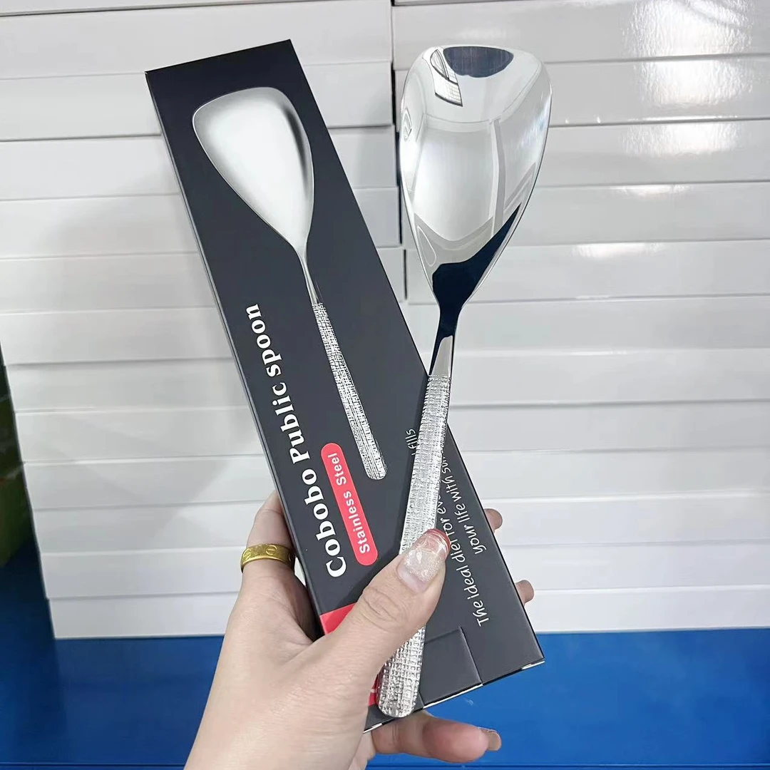 轻奢岩纹柄不锈钢公勺料理铲米饭铲分餐勺公用勺