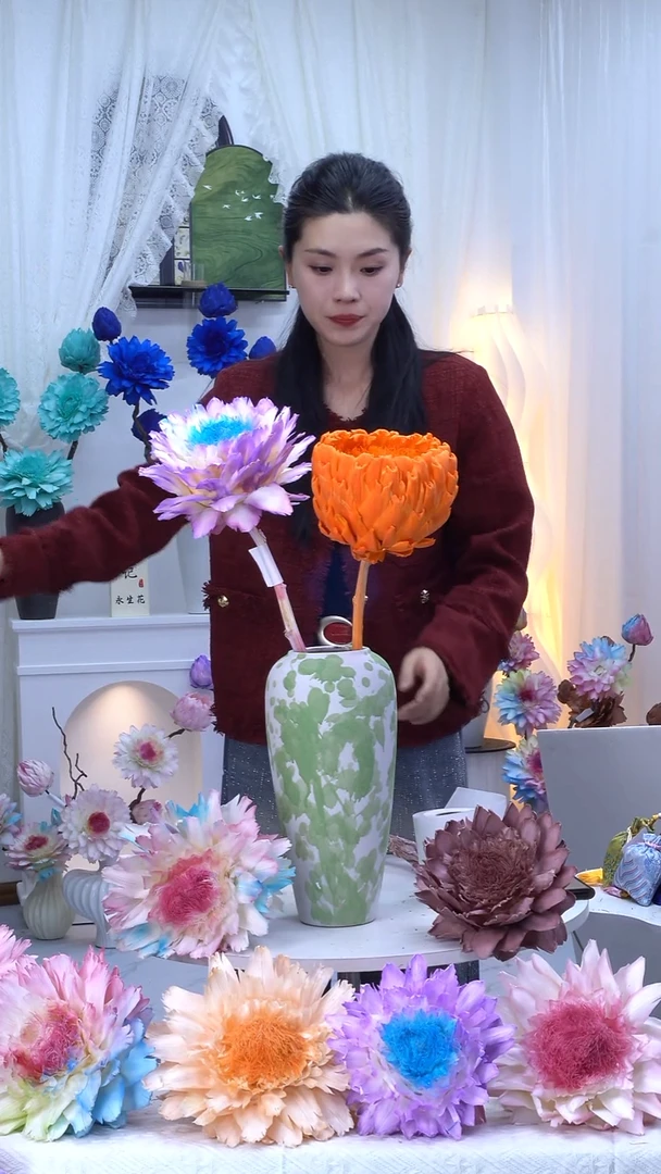 永生洋蓟紫霞+爱马仕橙【微瑕】0053