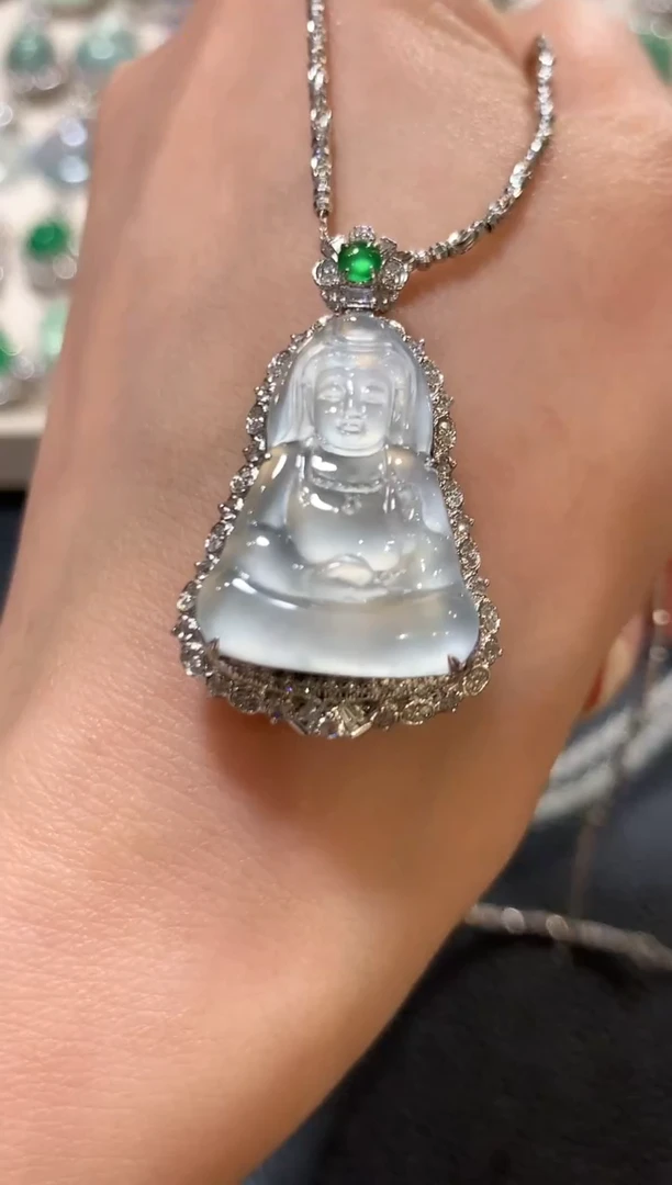 吊坠(不含链)18K金镶嵌翡翠n68