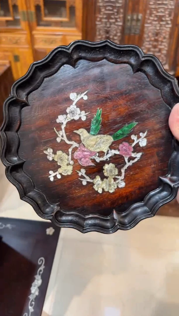 木木头款紫檀喜鹊圆盘88