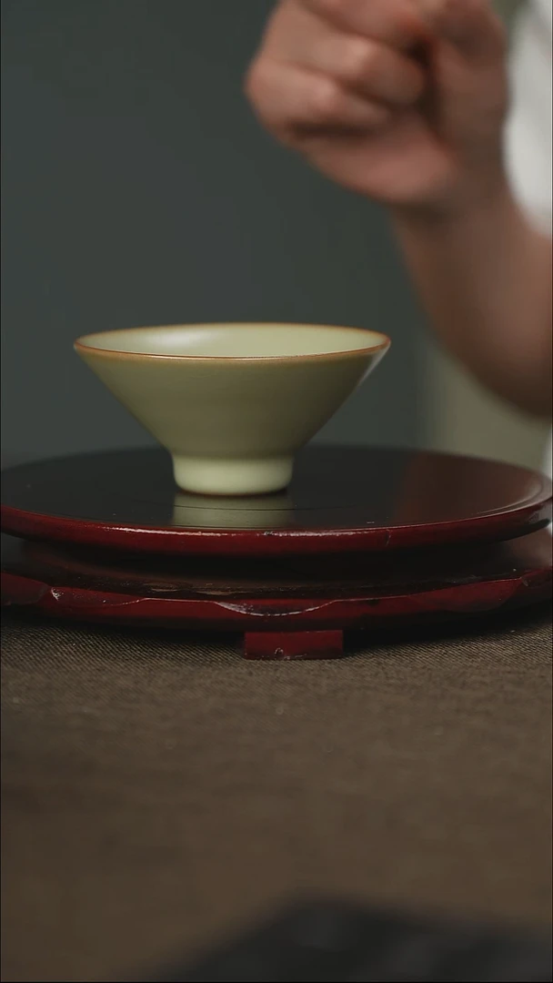 粉青 小斗笠栈 带底款