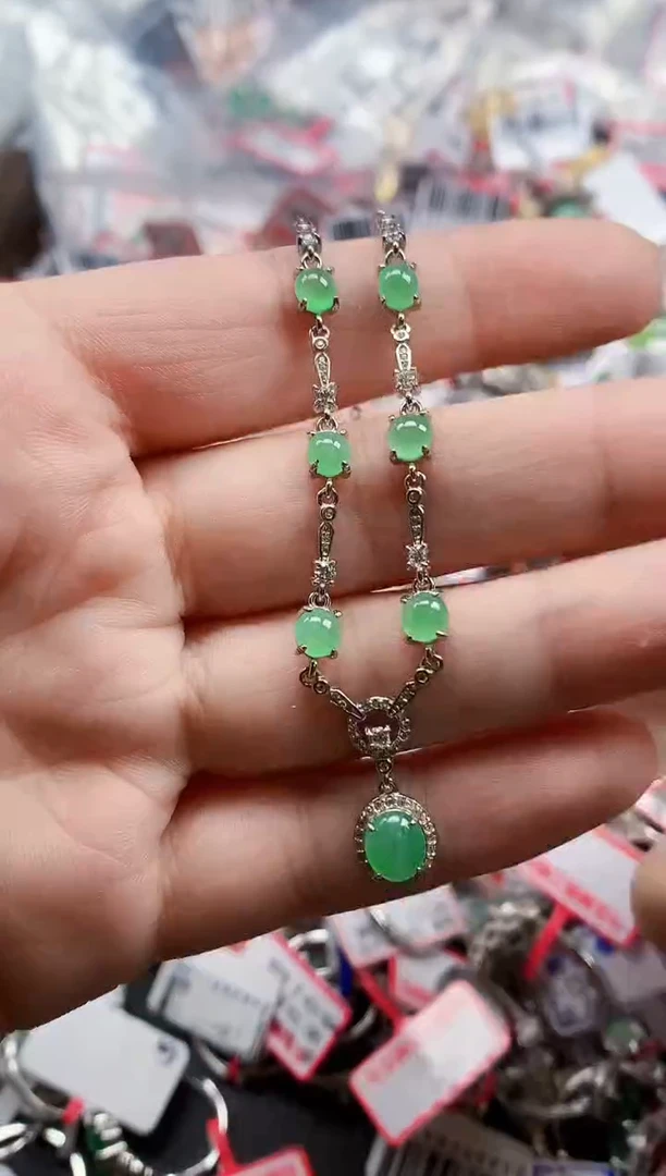 银S925镶嵌戒指翡翠天然A货缅甸翡翠