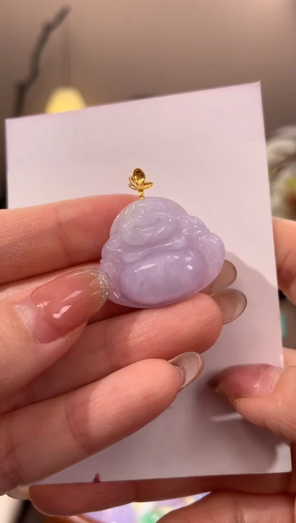 【闪购商品】翡翠颈饰18K金镶嵌天然缅甸a货翡翠