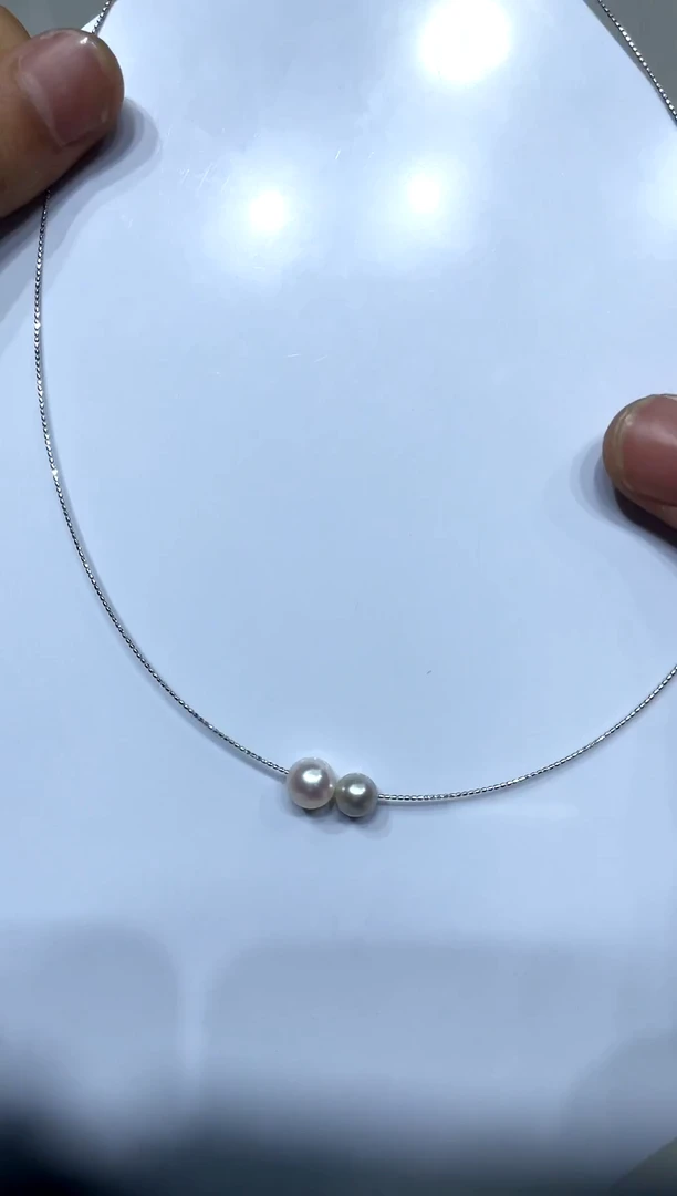 海水珍珠银S925镶嵌项圈6-7 7-8