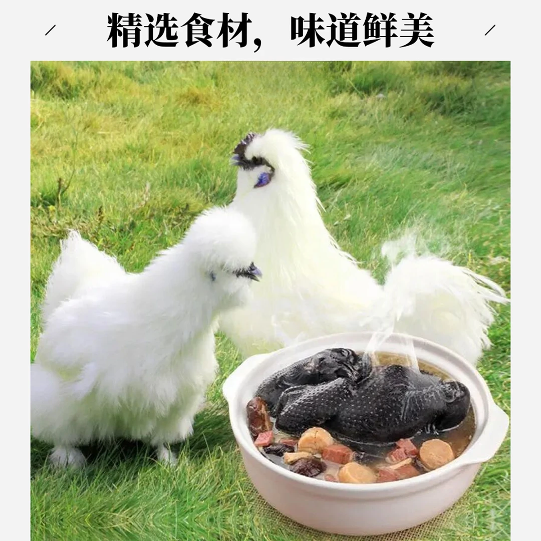 【4只】放养白凤乌鸡新鲜宰杀600g/只