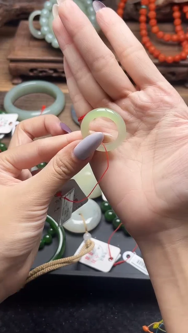 未镶嵌戒圈和田玉青海翠青 19圈9011230