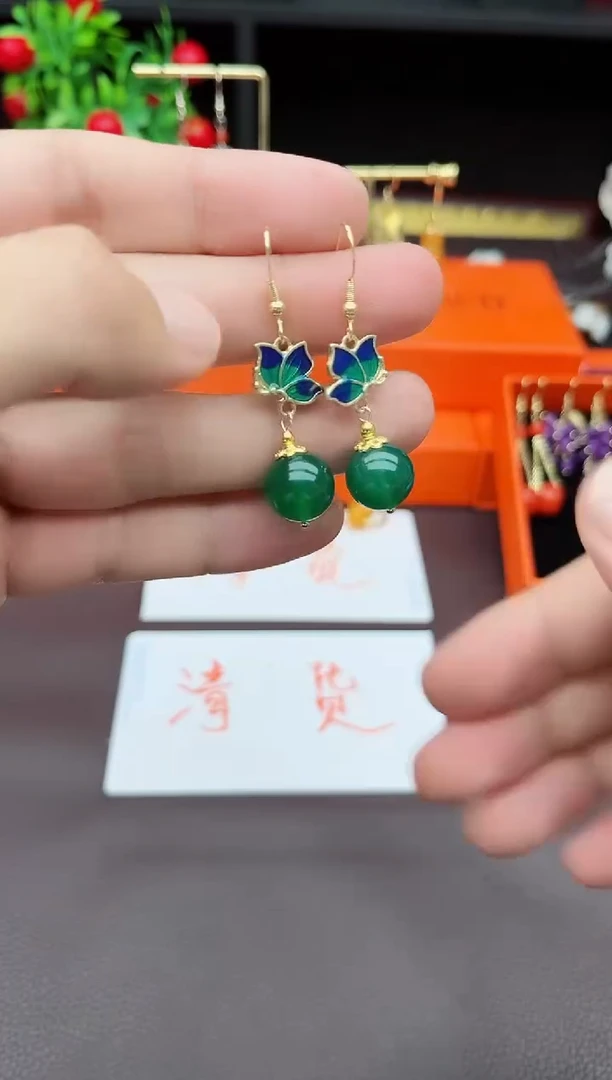 玛瑙/玉髓耳饰银S925镶嵌337000