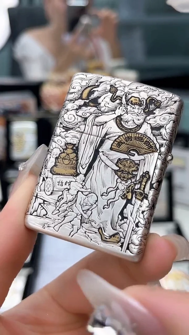 铜Zippo  错金银 钟馗