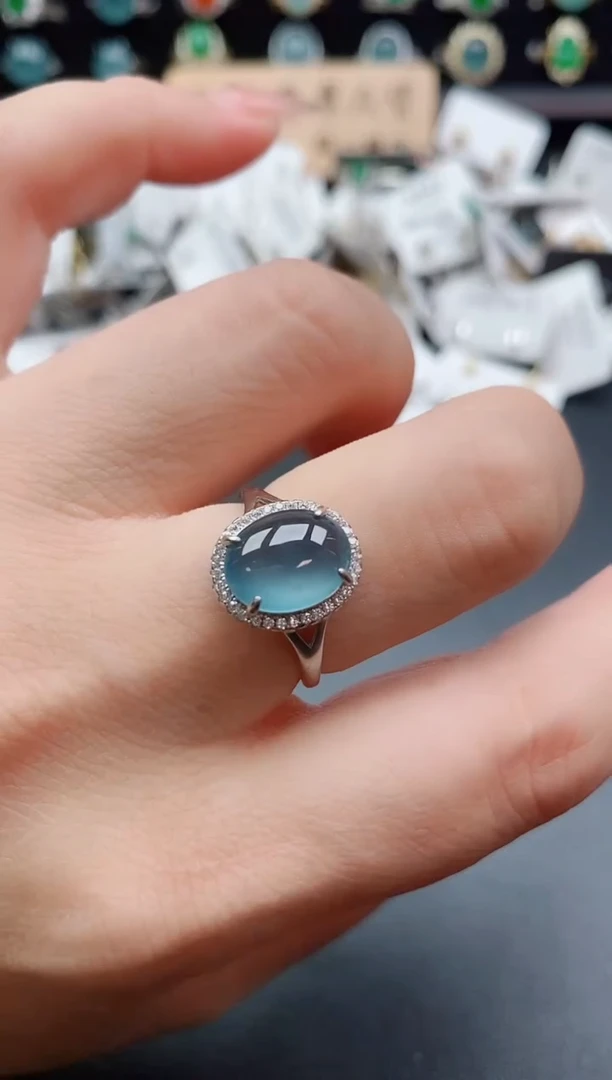 银S925镶嵌戒指翡翠1