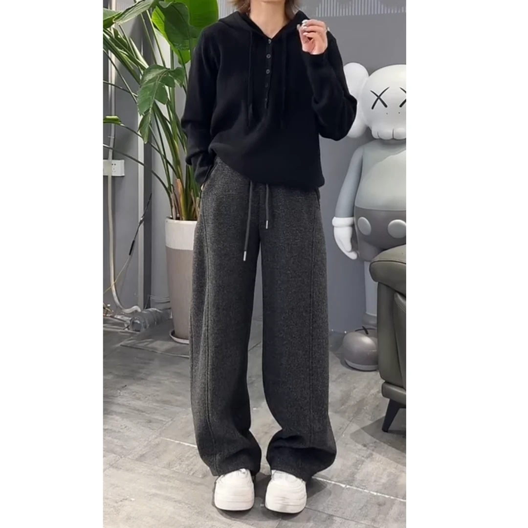 2025秋冬【加厚绒】宽松时尚高腰百搭显瘦阔腿加绒休闲裤