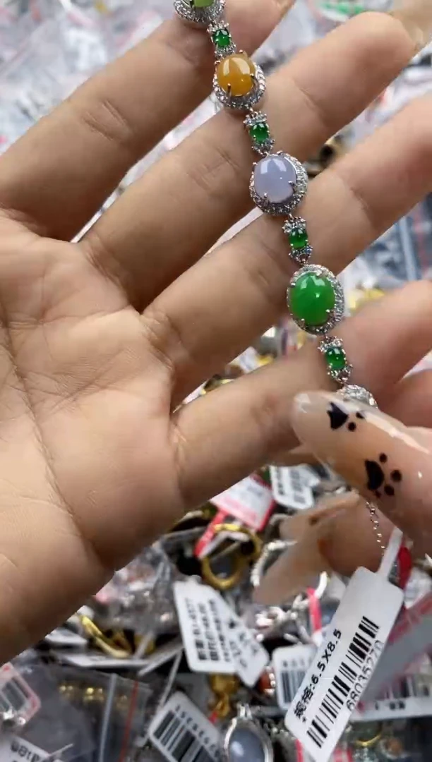 翡翠戒指银S925镶嵌6666      7