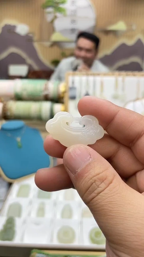 吊坠(不含链)未镶嵌和田玉卡35mm藕粉平安锁