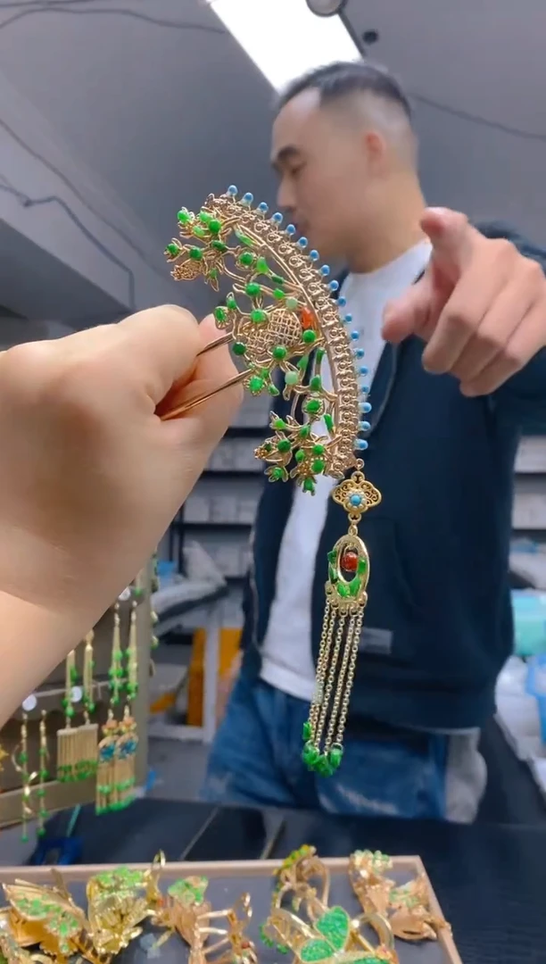 【闪购商品】翡翠耳饰合金0227翡翠发簪