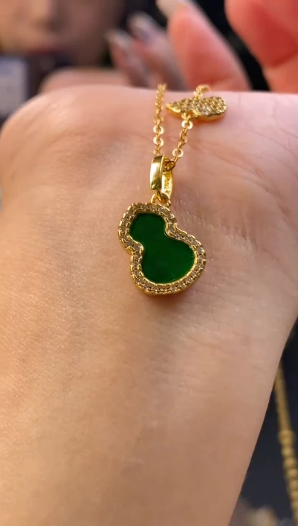 颈饰银S925镶嵌翡翠净货12259