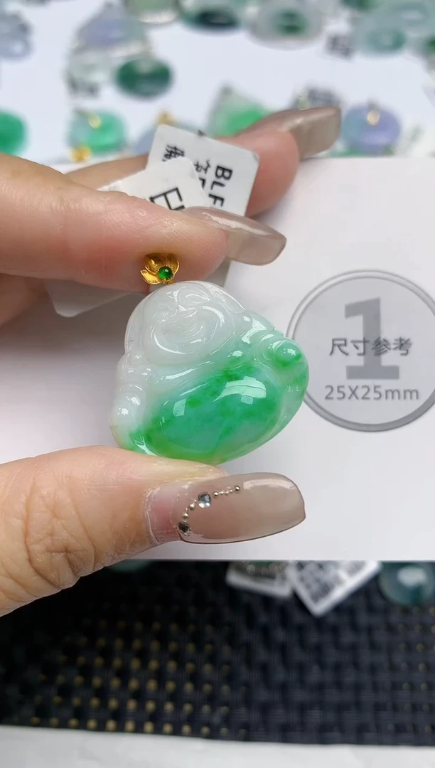 颈饰18K金镶嵌翡翠天然缅甸A货翡翠百元以上9元证书费自理