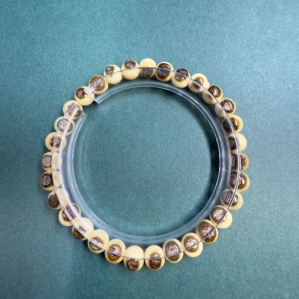 K3246天然猛犸牙蓝眼手串 支持鉴定 假一罚四