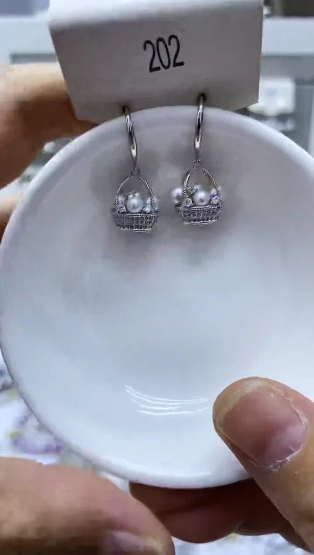 银S925镶嵌淡水珍珠耳饰202