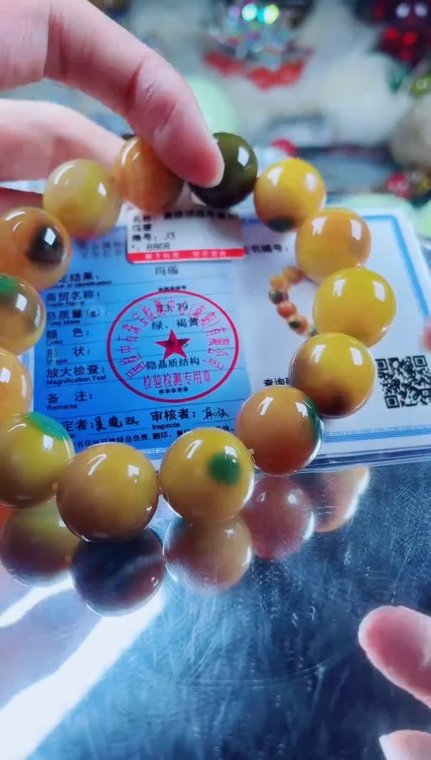 玛瑙/玉髓手链未镶嵌J3黄绿玛瑙手串