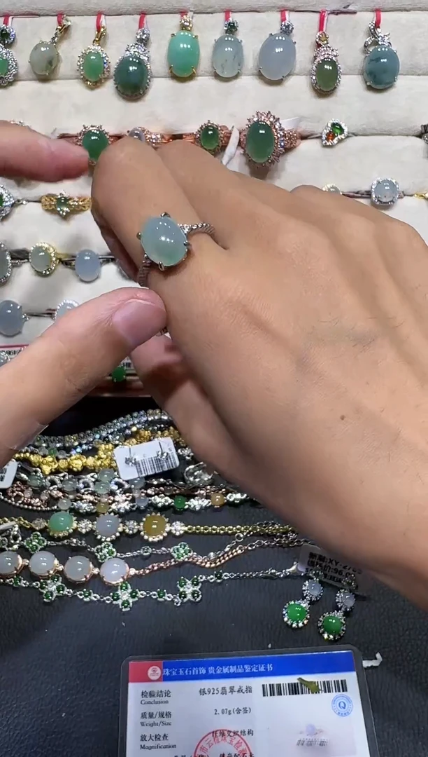 翡翠戒指银S925镶嵌戒指419