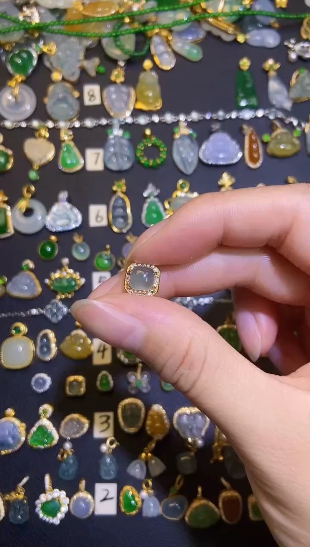 翡翠银S925镶嵌吊坠(不含链)1