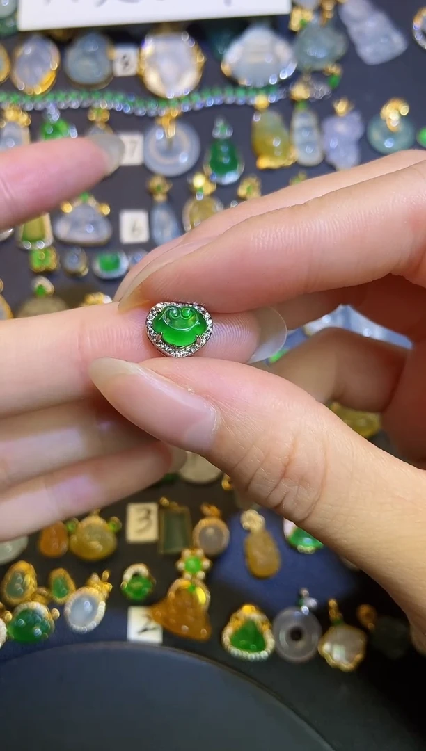 翡翠银S925镶嵌吊坠(不含链)天然A货翡翠