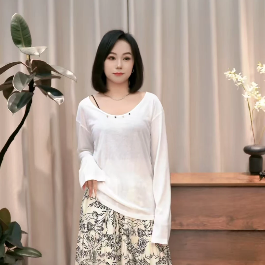LEILEISTUDIO夏日晚风纯色长袖T
