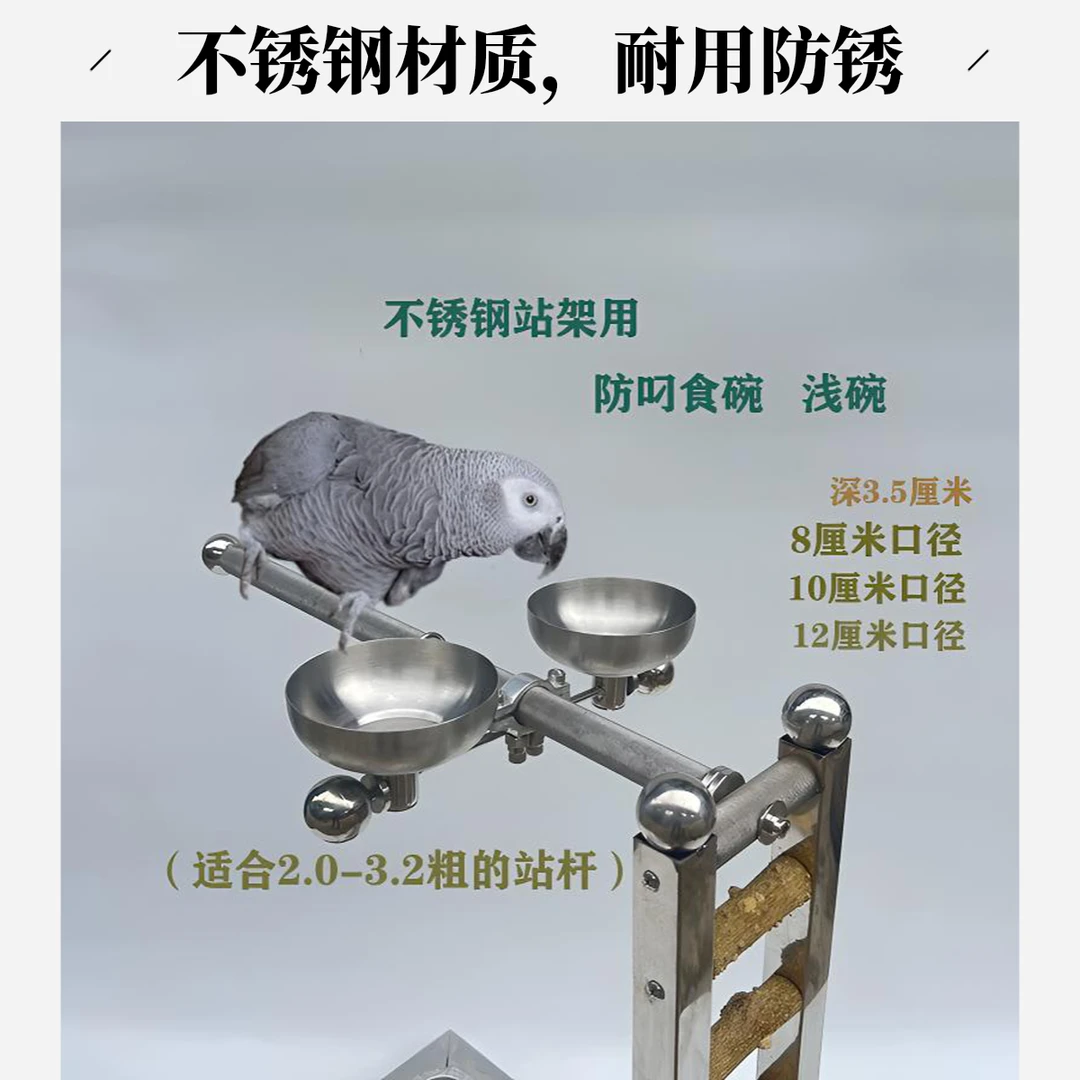 鹦鹉防叼食碗  不锈钢站杆上用
