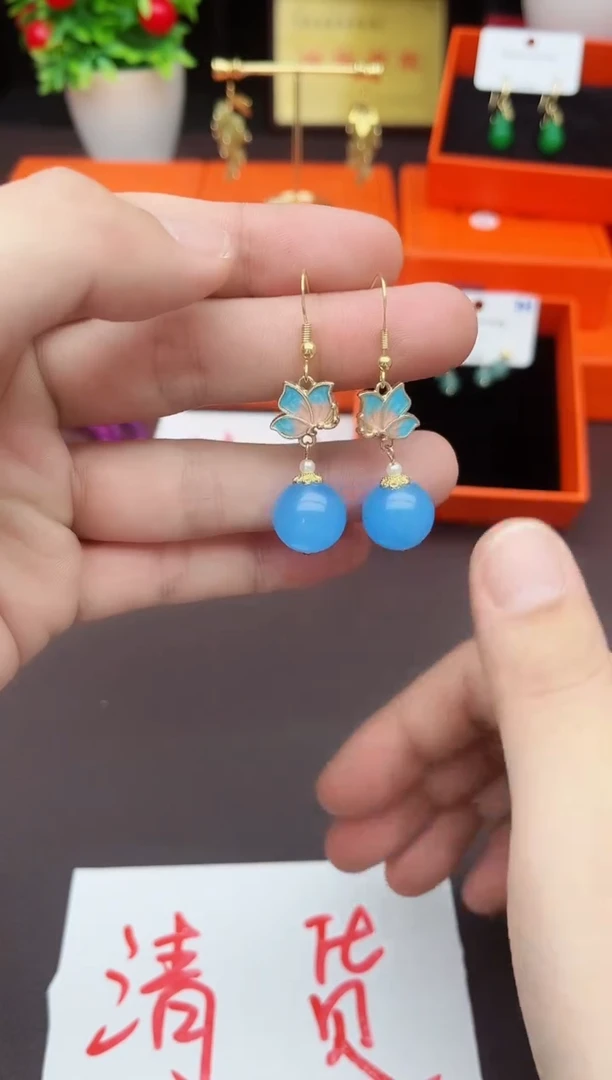 【闪购商品】玛瑙/玉髓耳饰银S925镶嵌221000