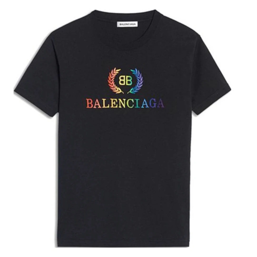 未使用 Balenciaga/巴黎世家 彩虹渐变logo短袖T恤
