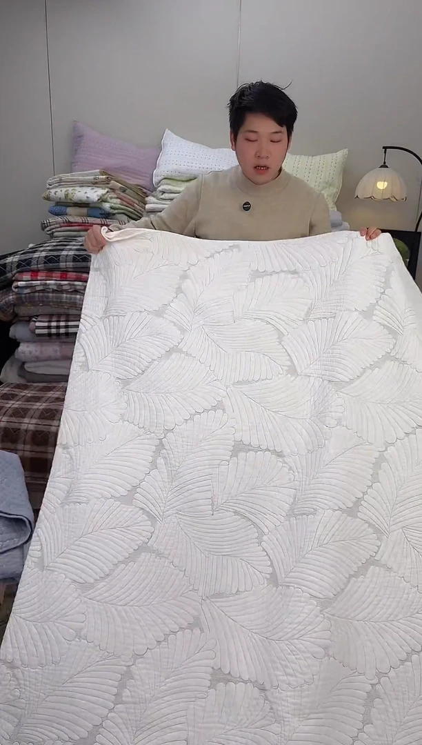 棉芭蕉叶白色220*240单床盖纯棉