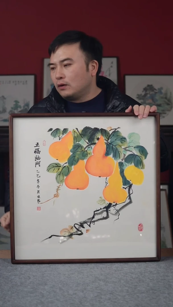 国画帅*纯手写纯手绘-带框尺寸52*52