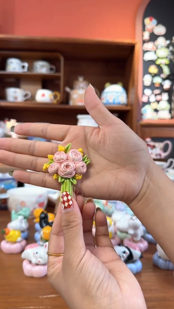 陶瓷立体花束冰箱贴-芍药陶瓷立体花束冰箱贴-芍药
