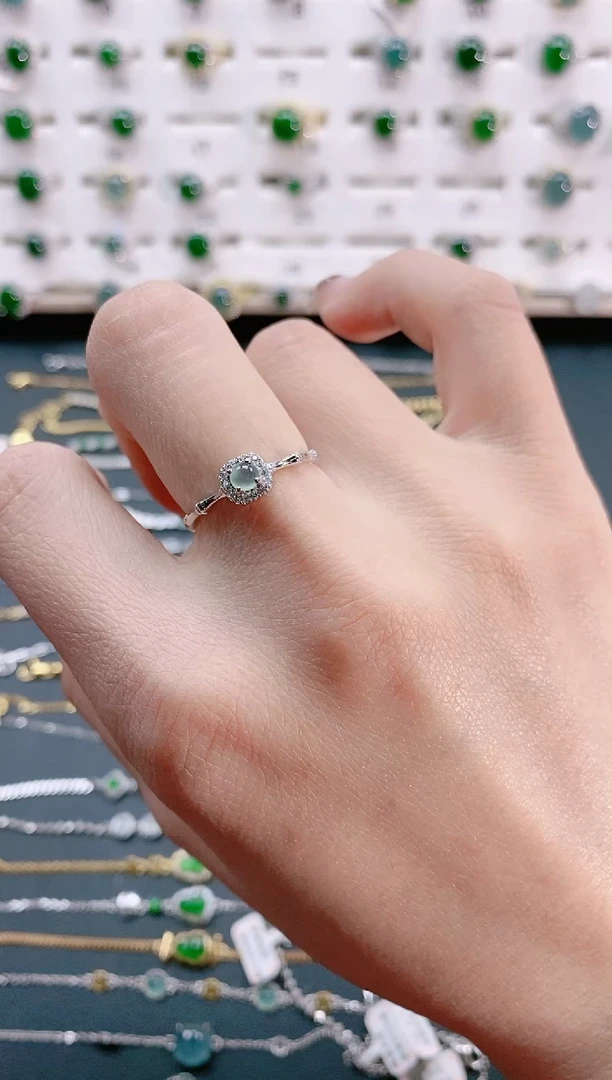 【闪购商品】翡翠戒指银S925镶嵌天然翡翠