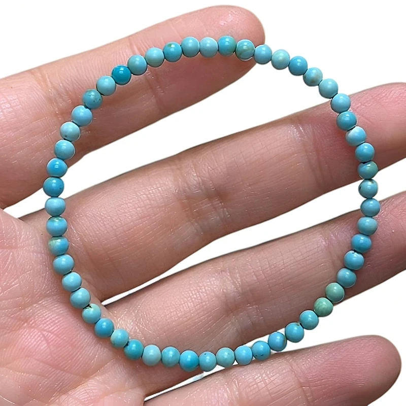 天然原矿绿松石高瓷高色蓝色小米链单圈手链3.5mm