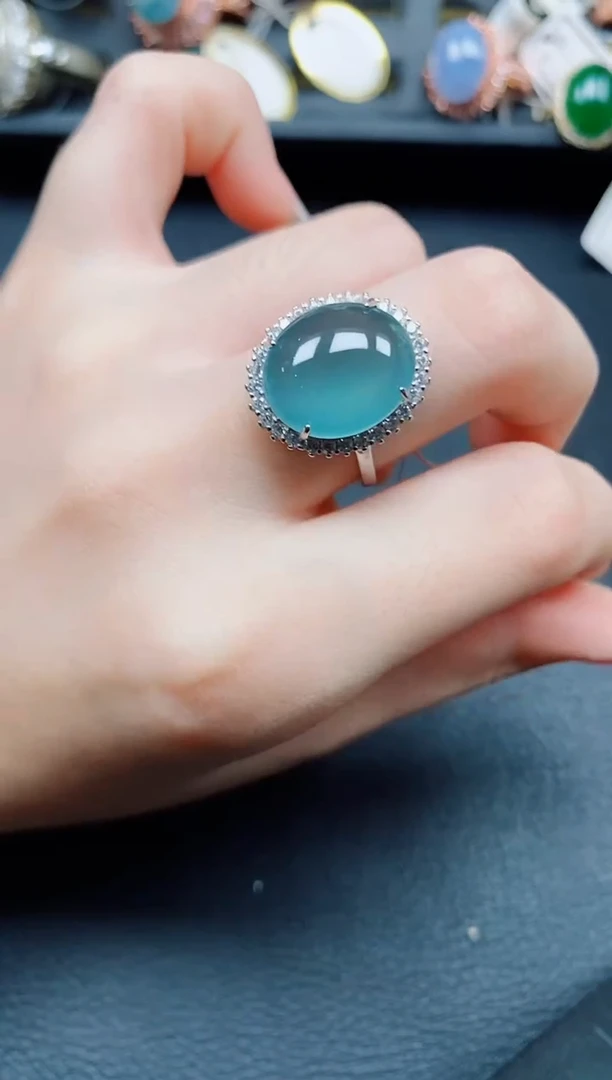 银S925镶嵌戒指翡翠我****去翡翠