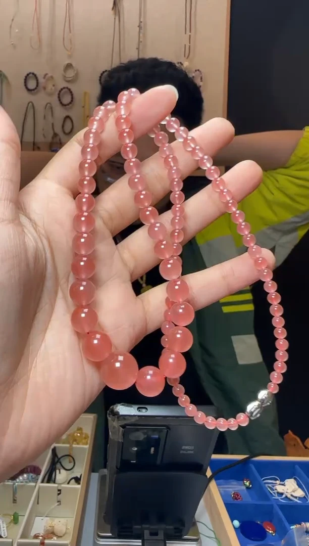 【闪购商品】玛瑙/玉髓项链未镶嵌冰透南红圆珠塔链项链