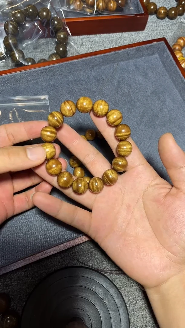 金丝楠手串/手链1.5药香老料闪电水波纹360