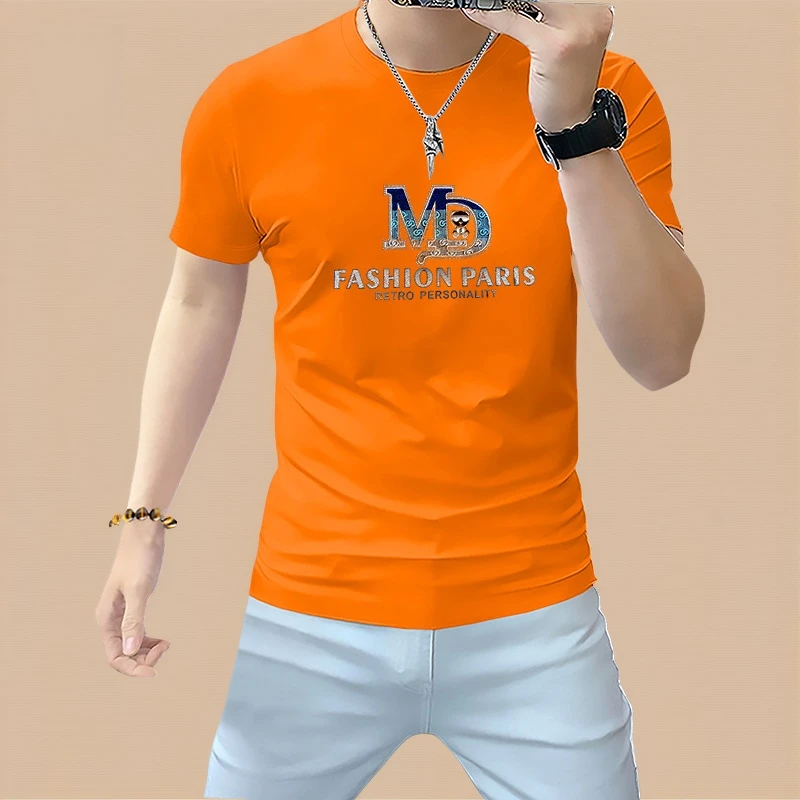 男士圆领短袖T恤时尚个性潮男上衣夏季现款欧潮男装半袖