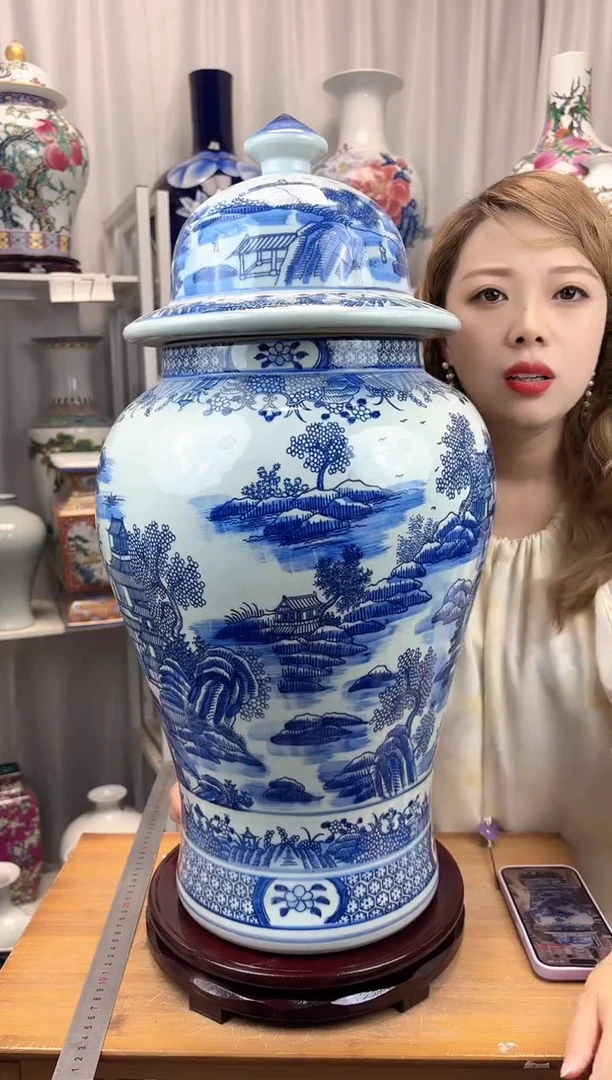 摆件景德镇大号将军罐高60