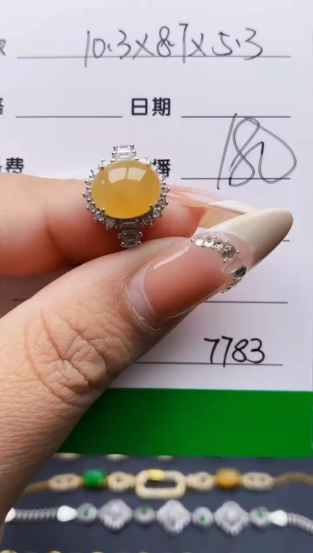翡翠戒指银S925镶嵌7783