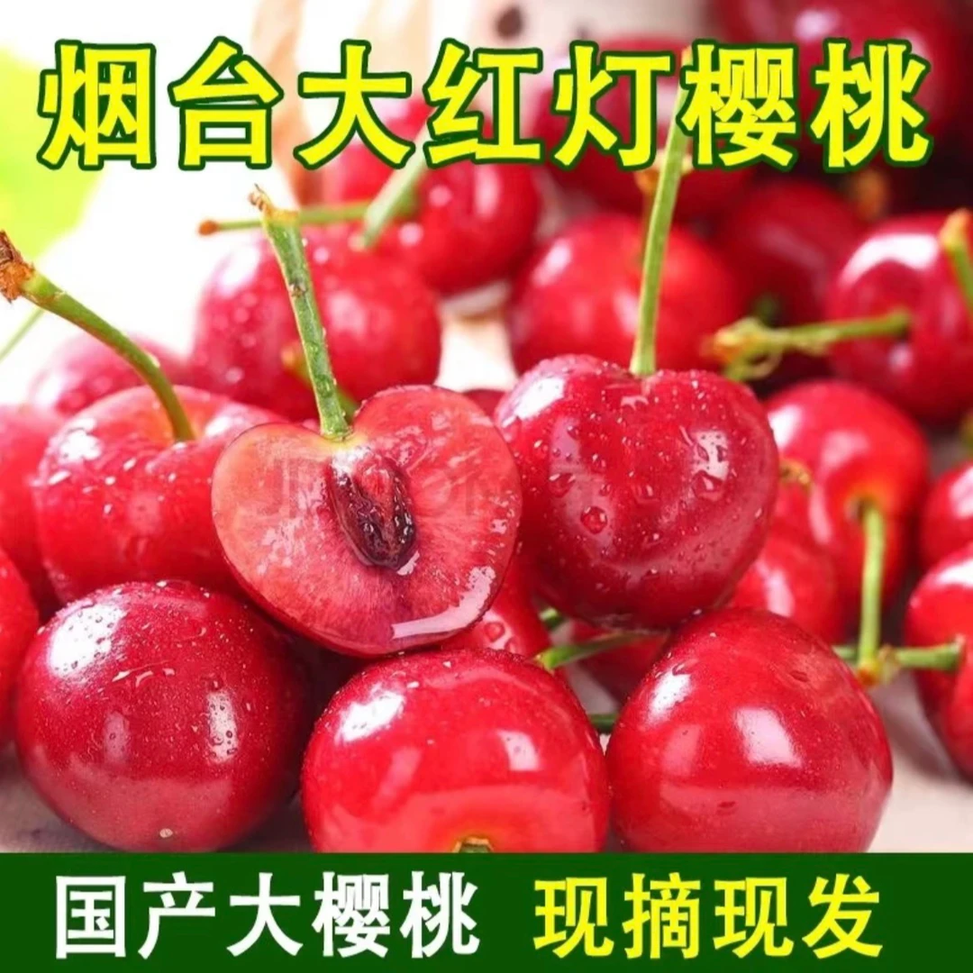 烟台现摘露天红灯樱桃酸甜可口颗颗爆汁