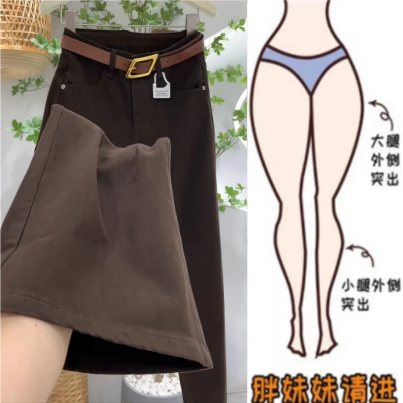 暖暖家秋季新款梨形身材时尚宽松百搭直筒阔腿裤高腰显瘦休闲裤子