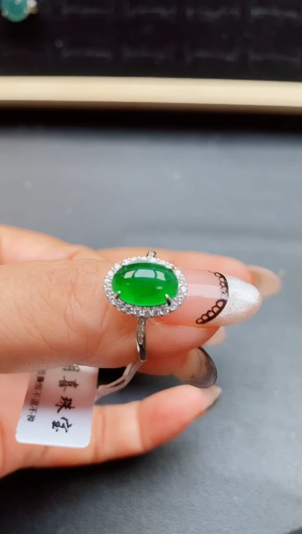 翡翠戒指银S925镶嵌50805580