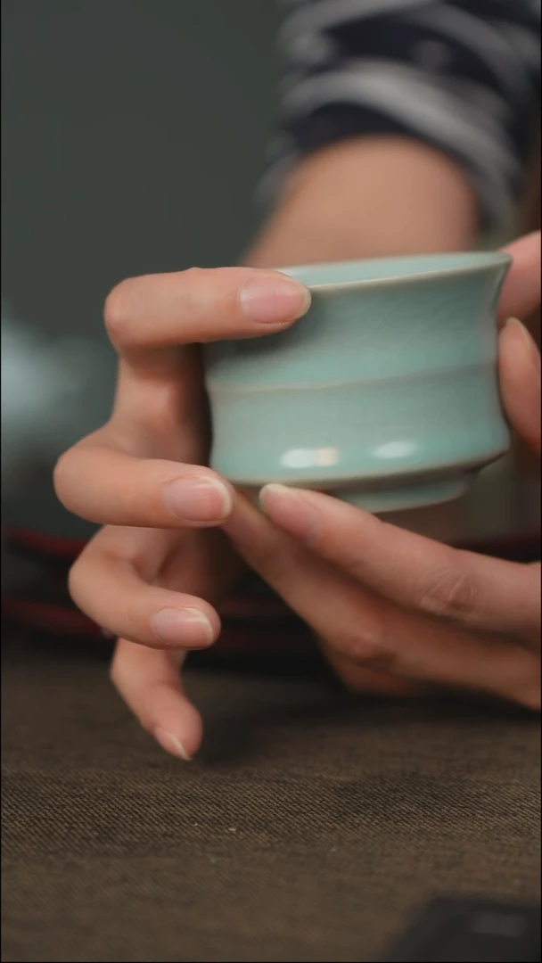 支钉烧 竹节杯 带底款