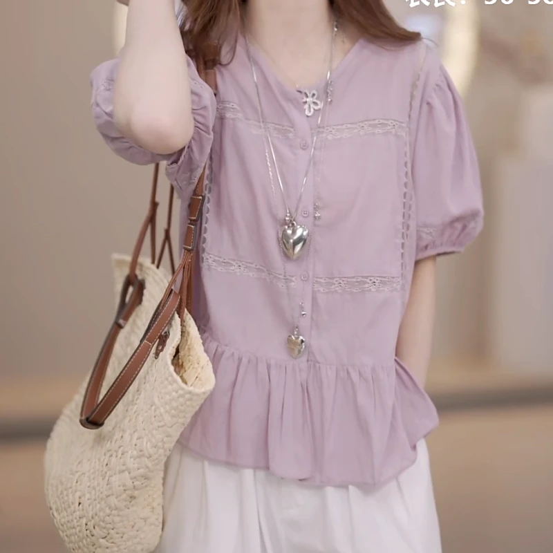 2025夏季新款法式减龄显瘦泡泡袖时尚衬衫LK2503989