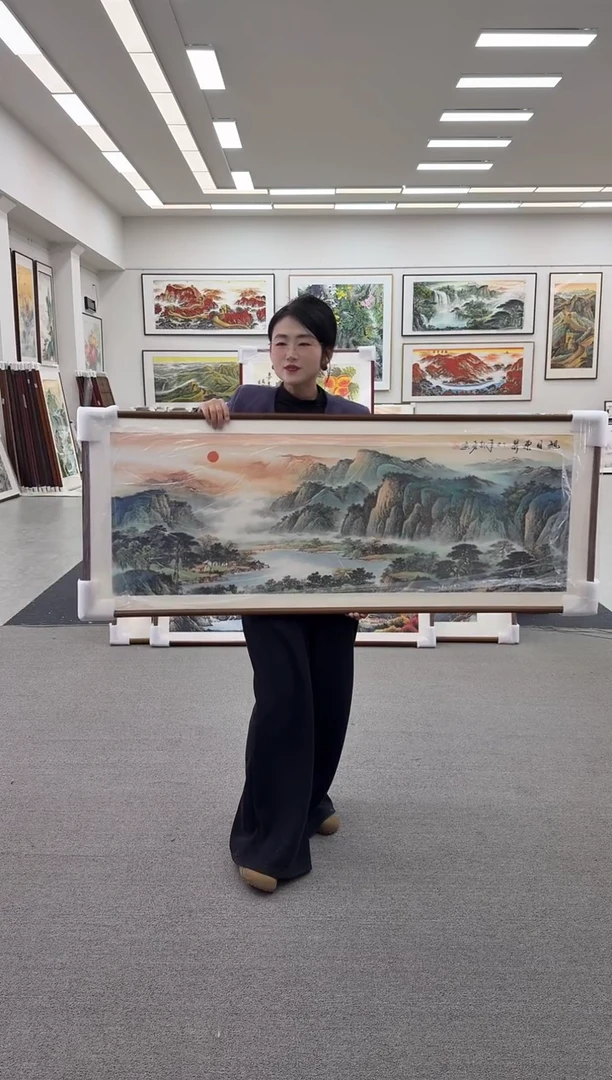 国画手绘  150*59  旭日东升