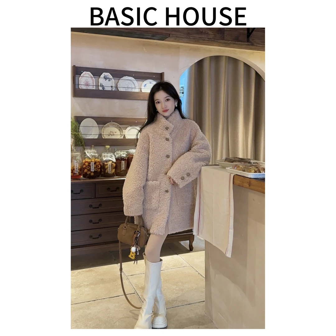 Basic House/百家好新款羊毛冬季韩版外套百搭休闲时尚高级大衣C