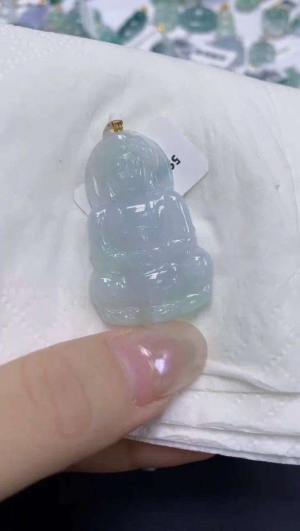 翡翠18K金镶嵌颈饰天然缅甸翡翠A货