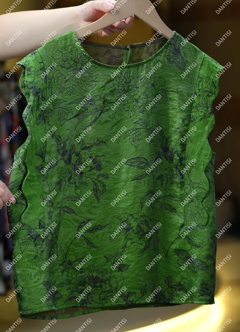 云栖《非遗美学》1621国风夏季时尚无袖波浪边背心