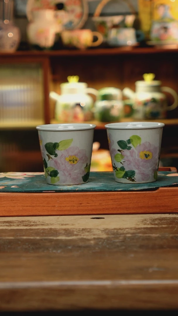 瓷片景德镇纯手工釉下彩精品茶具水杯
